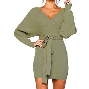 NWOT! Sexy mini knit wrap sweater dress.